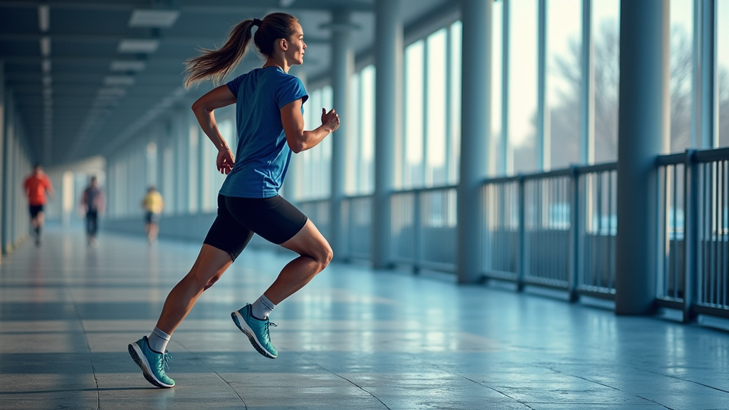 Coureur déterminé mesurant sa VMA lors d'un test de terrain