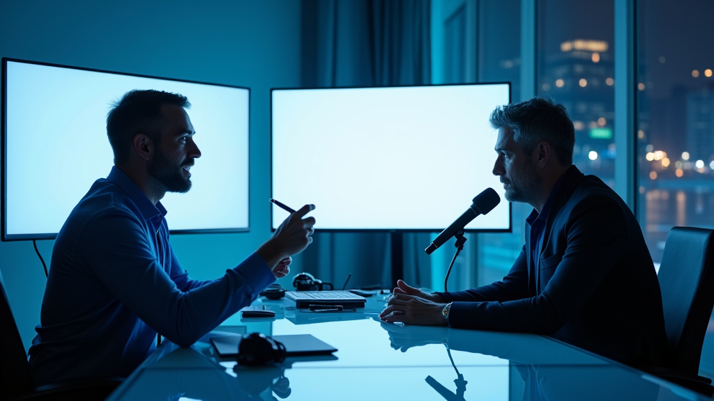 Commentateurs en studio lors d'une retransmission de match