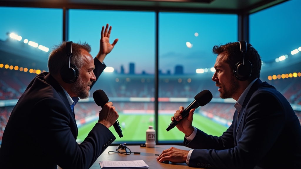 Équipe de journalistes bord terrain de la Ligue 1