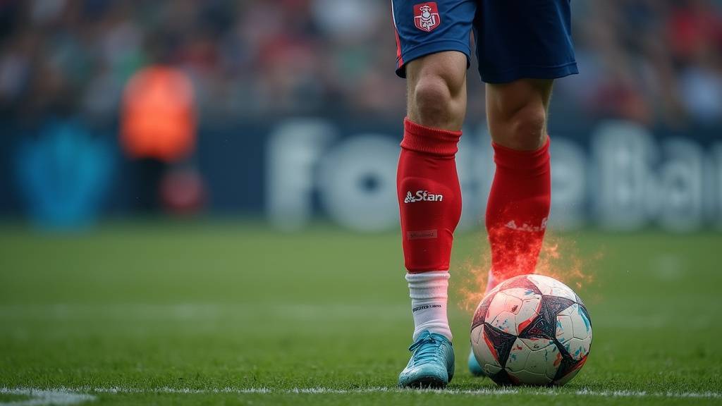 Exemple de claquage musculaire au football avec hématome visible