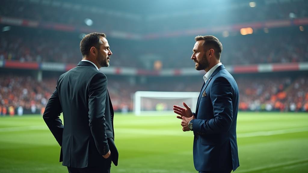 Entraîneur parlant à ses joueurs lors de la mi-temps d'un match de football