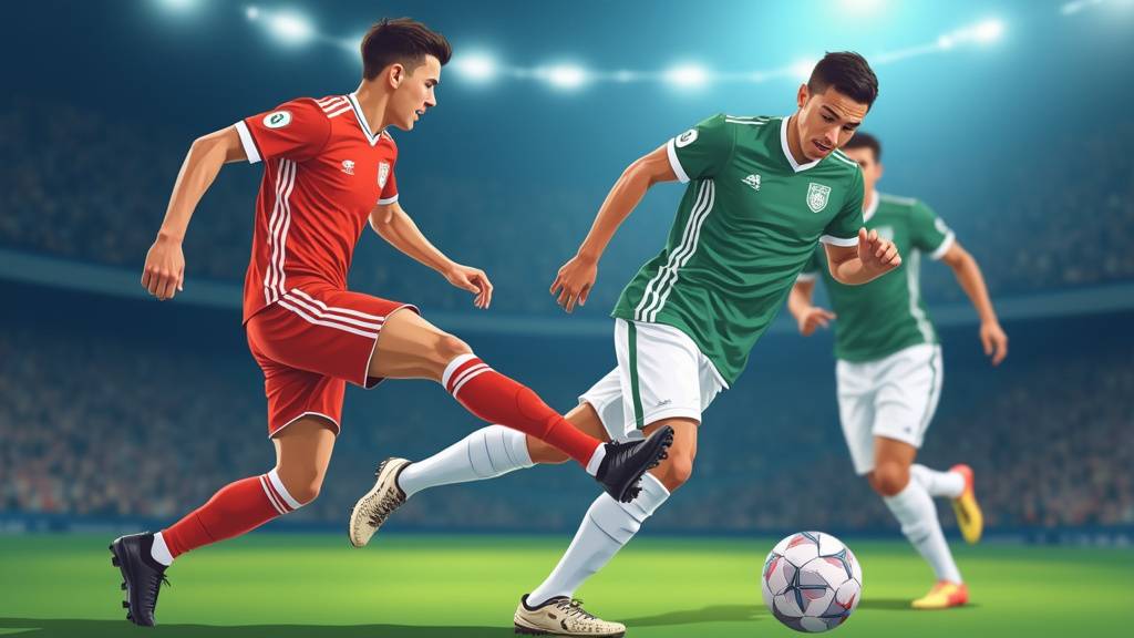 Joueur de football fixant son adversaire