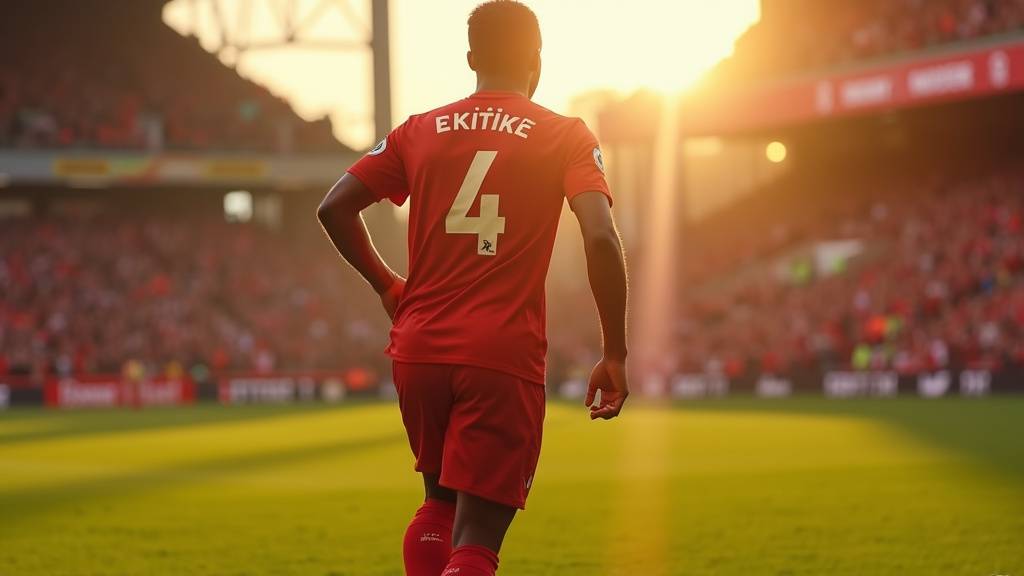 Hugo Ekitiké célébrant un but sous le maillot de Liverpool