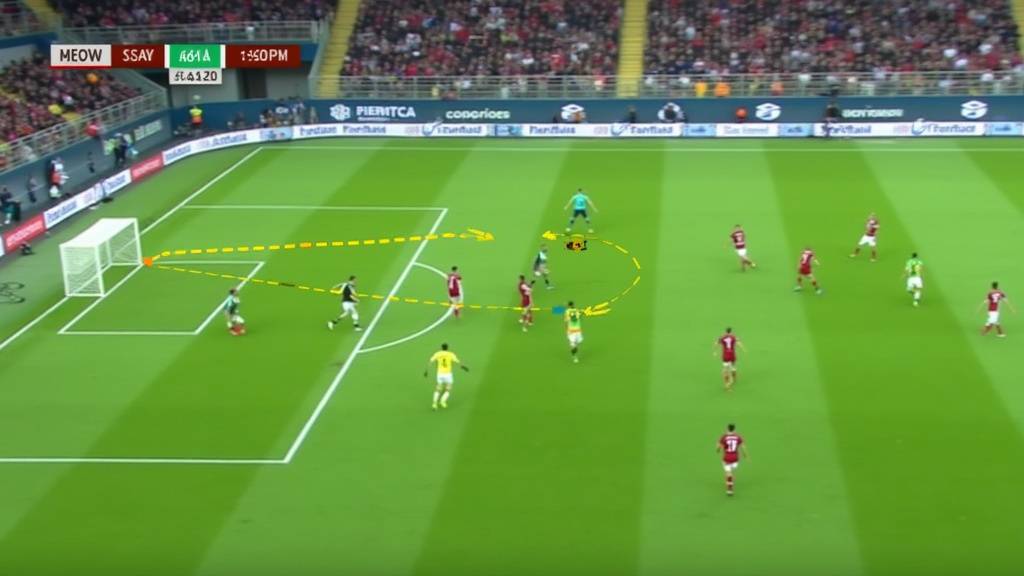 Joueurs de football positionnés en 4-4-2 sur le terrain