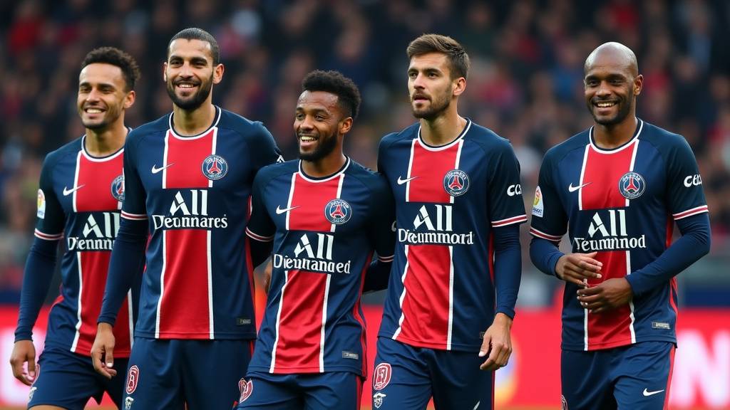 Joueurs du PSG célébrant un titre avec le trophée