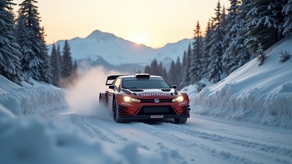 Mécaniciens travaillant sur une voiture de rallye dans le parc assistance