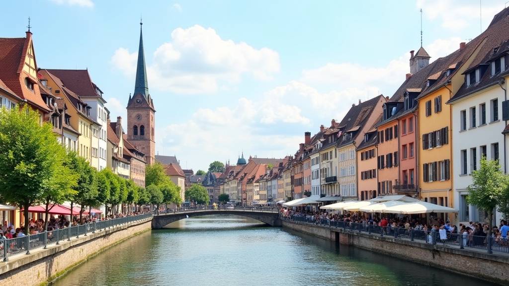 Vue panoramique de Strasbourg avec la cathédrale et le quartier européen